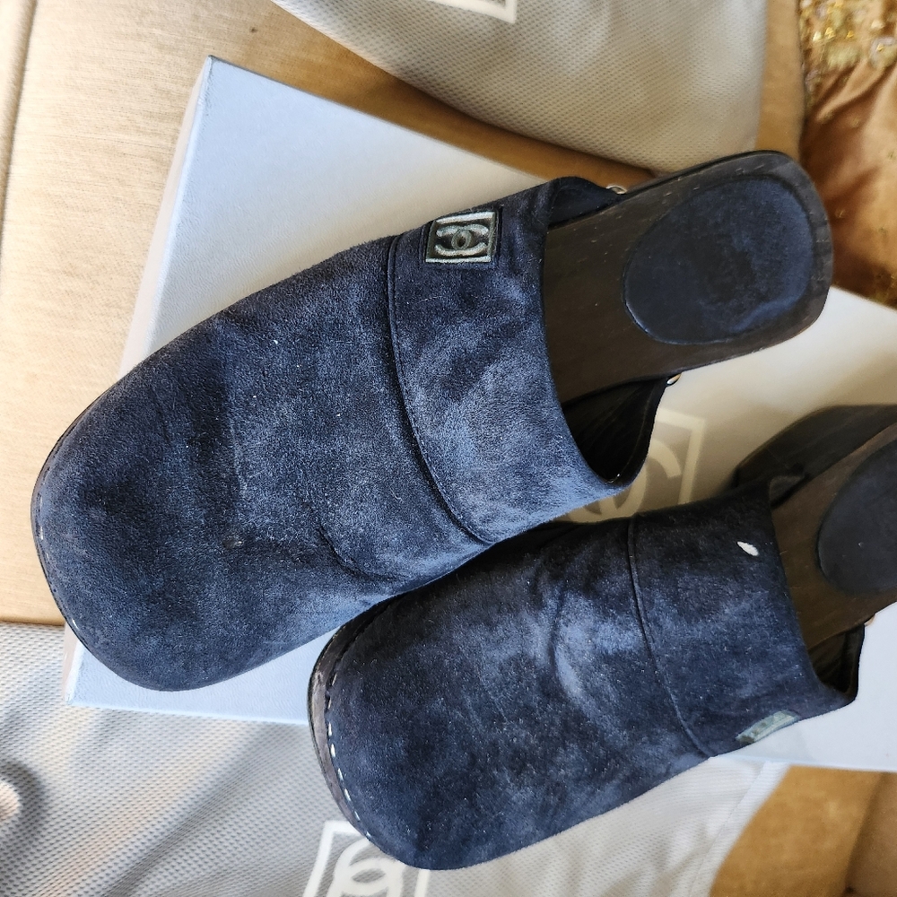 Chanel Mules Suede Navy Blue - Picture 8 of 10